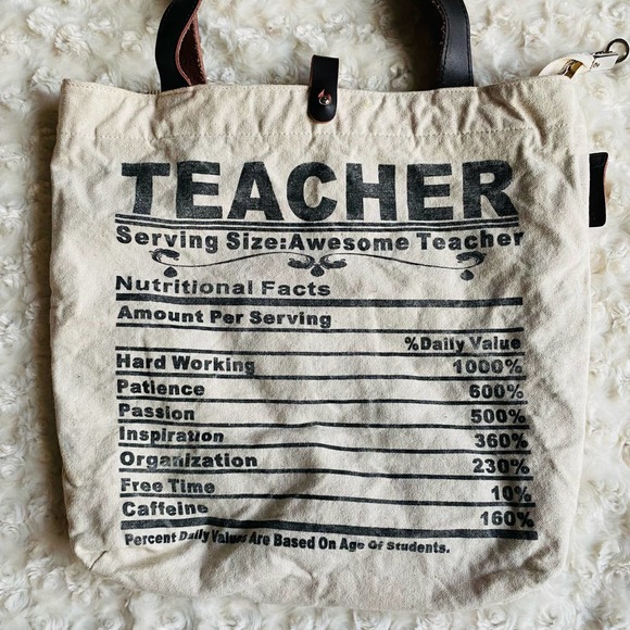 So'each Canvas Leather Zippered Tote Bag Teacher Gift Handbag Shoulder Bag - Picture 7 of 15